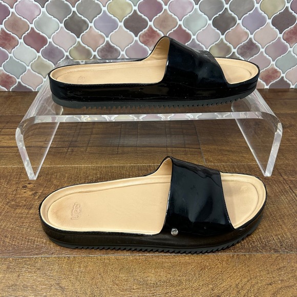 Women's Ugg Jane Black Patent Slide, Size 7.5 - Picture 3 of 14